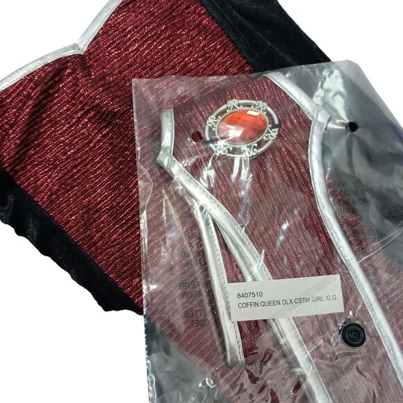 Vampire Wicked Queen Costume Child XL 14-16 BAT WING Sleeves Velvet Halloween - Picture 9 of 16